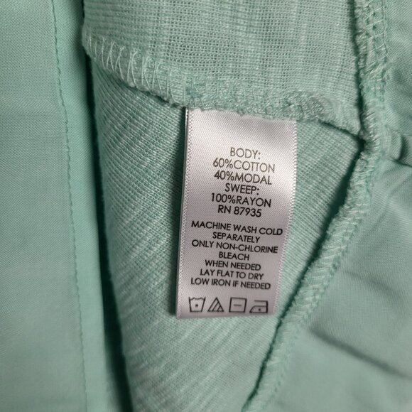 LOGO Lori Goldstein Tank Top Blouse Women's Large Mint Green Sleeveless Ruffled - Picture 9 of 9